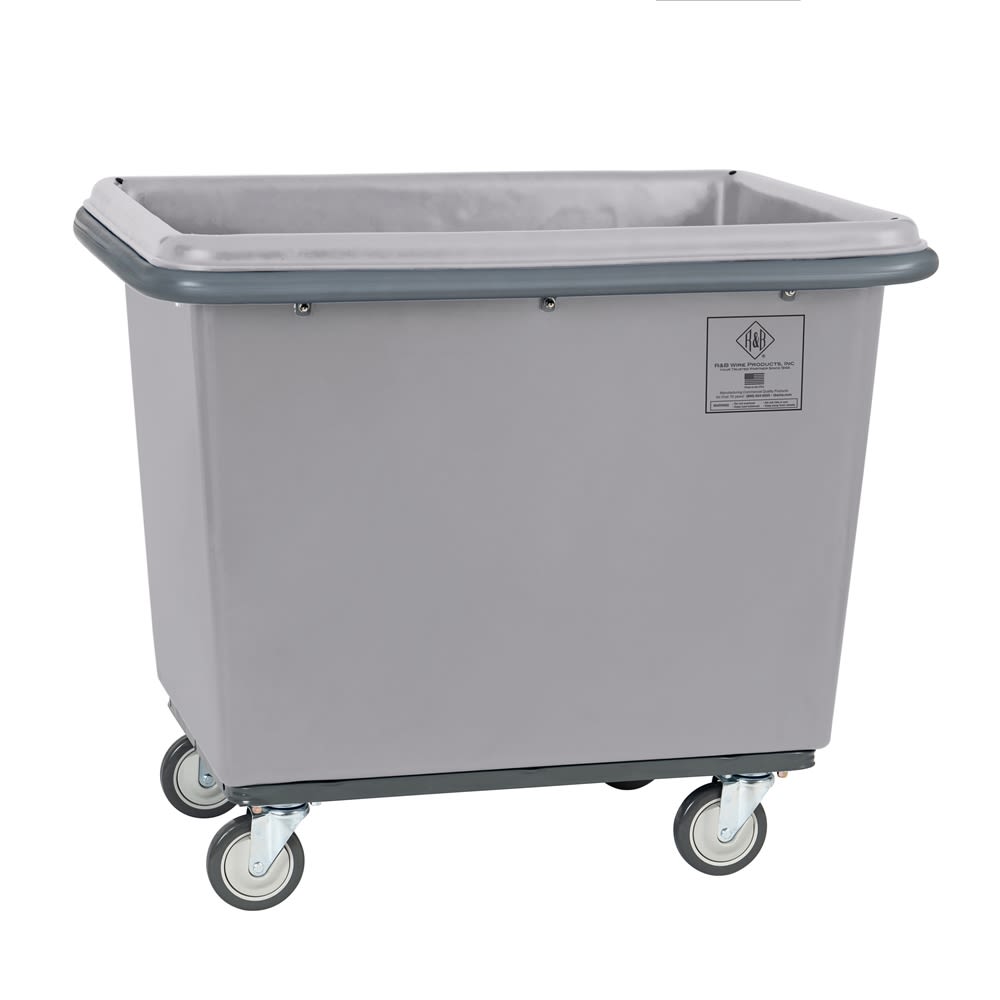 R&B Wire® 16 Bushel Poly Truck with Bumper, All Swivel Casters, Gray